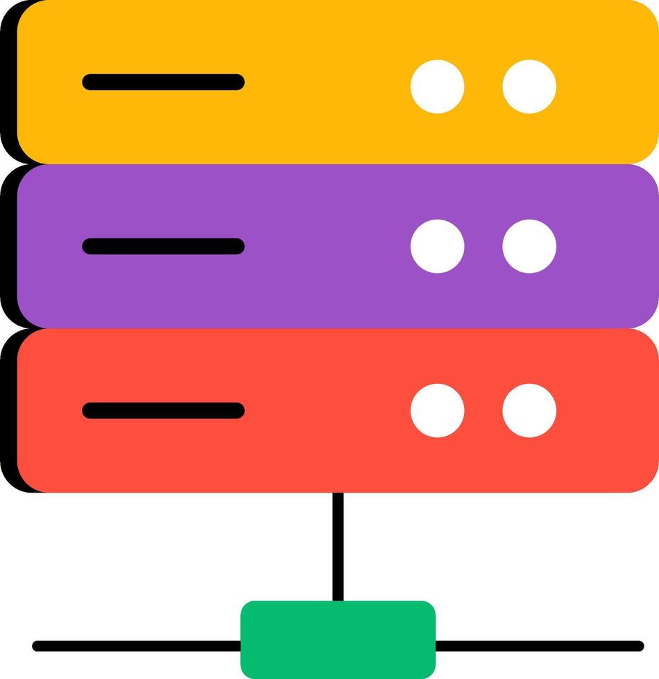 A stack of three colored servers vector
