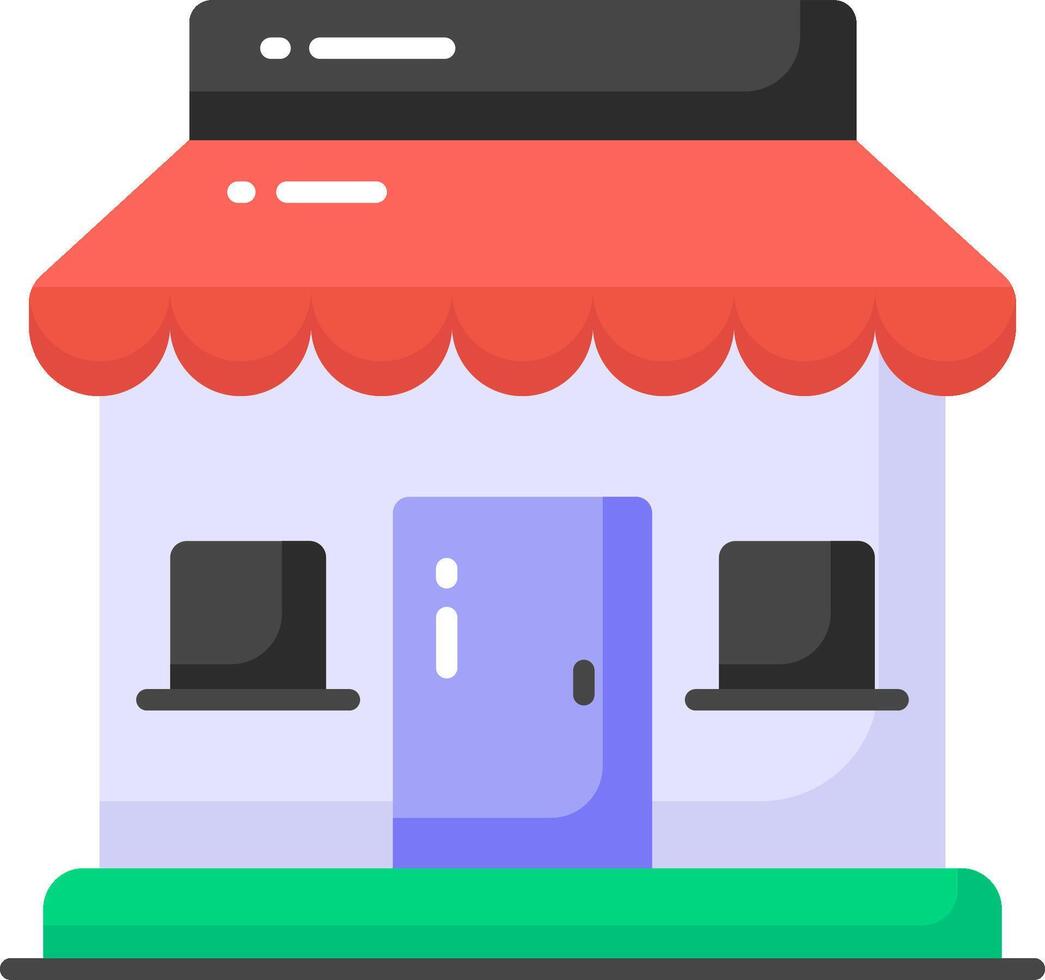A small store with a red awning vector