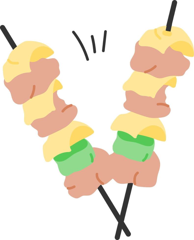 A skewered piece of meat on a stick vector