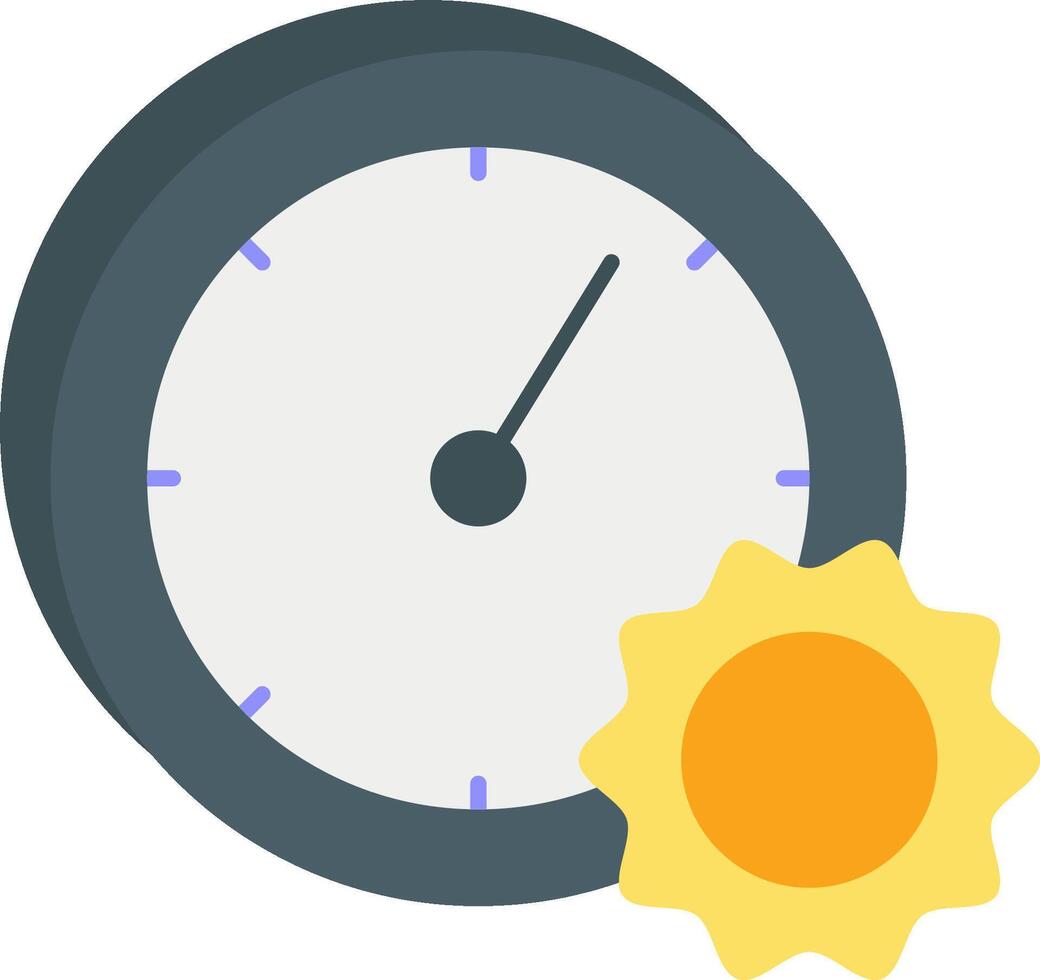 A clock and sun are shown next to each other vector