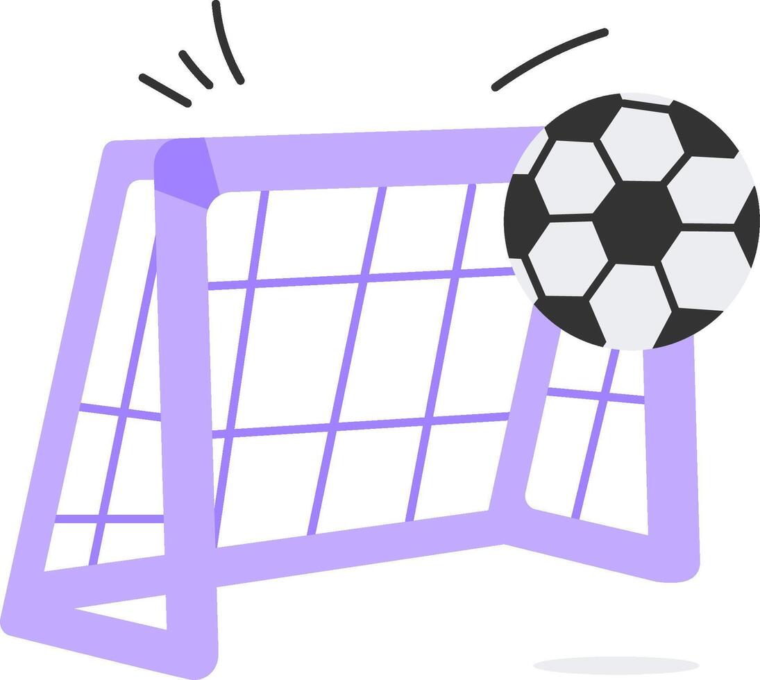 A soccer ball is about to hit the goal post vector