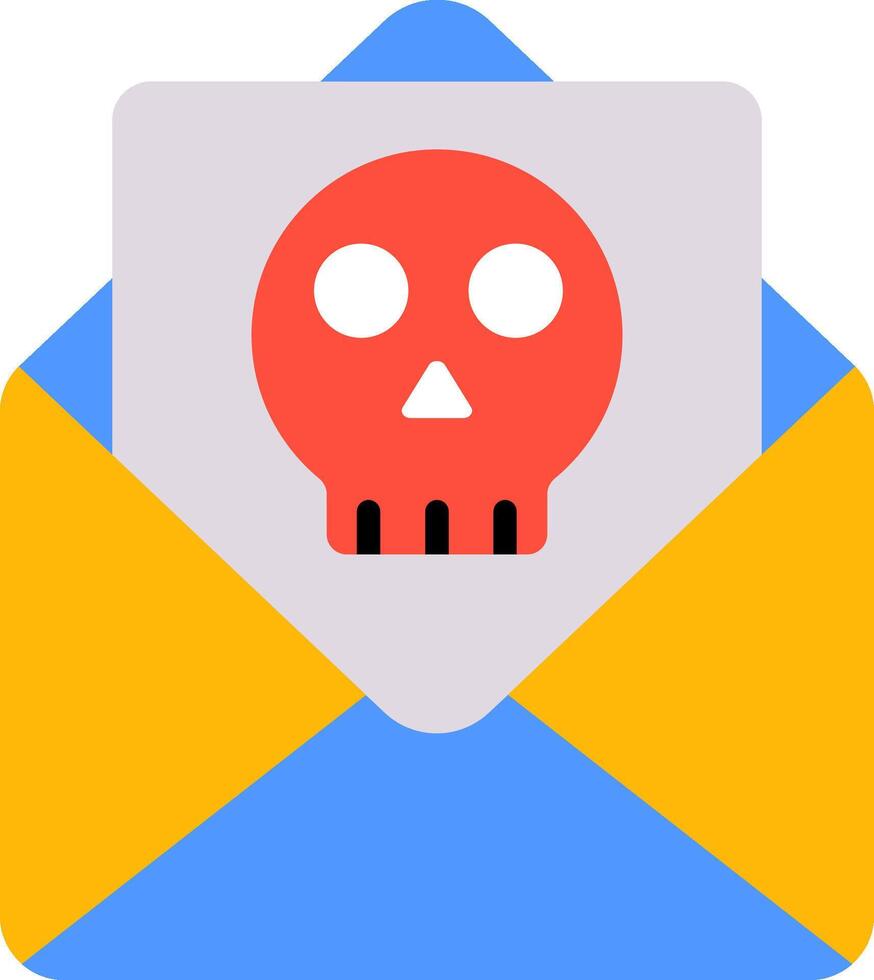 A skull with a red face inside an envelope vector