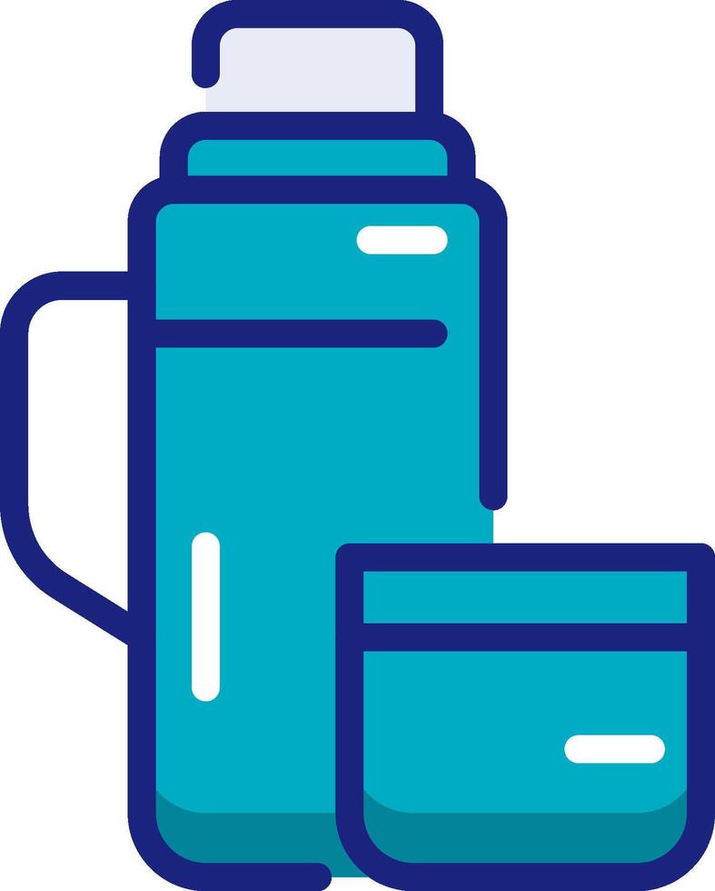 A blue water bottle and a container vector
