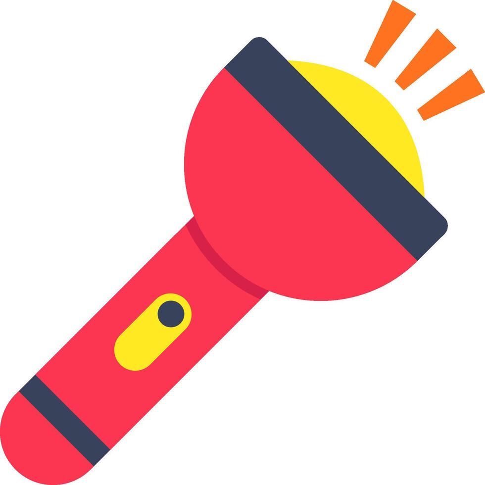 A red flashlight with a yellow light vector