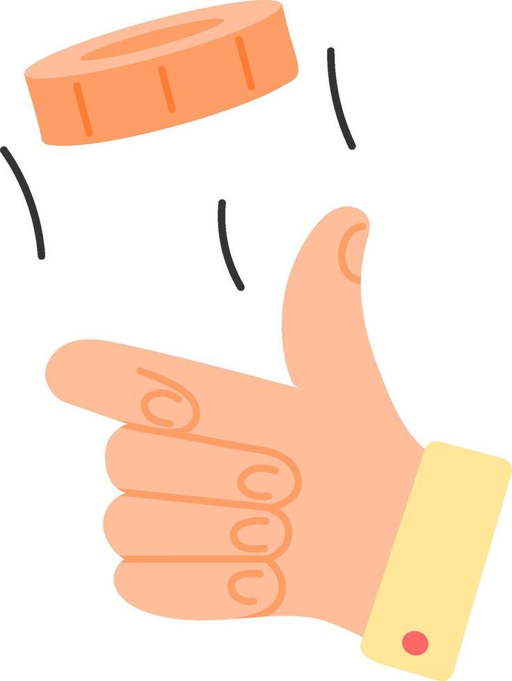 A hand throwing a coin into the air vector