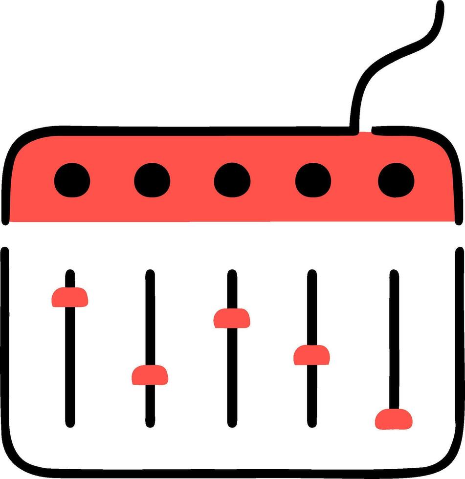 A sound mixer with a red and black background vector