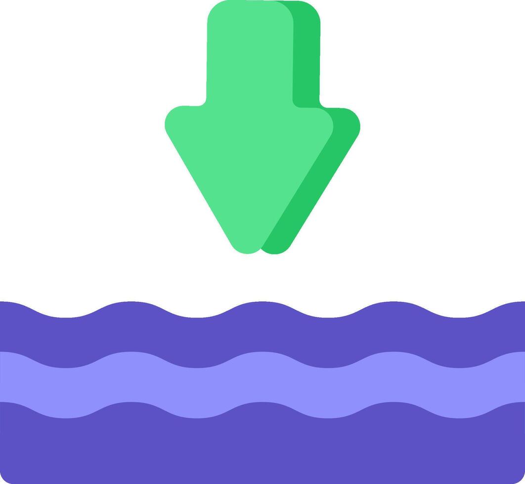 A green arrow pointing down into the water vector