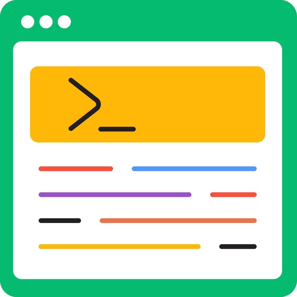 A green and yellow screen with a line of code vector