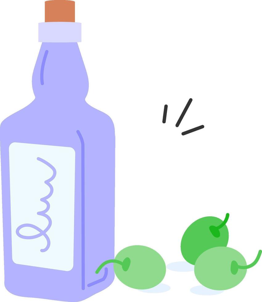 A bottle of olive oil and green olives vector