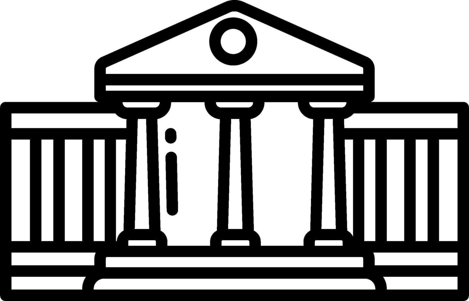 A black and white drawing of a building with columns vector