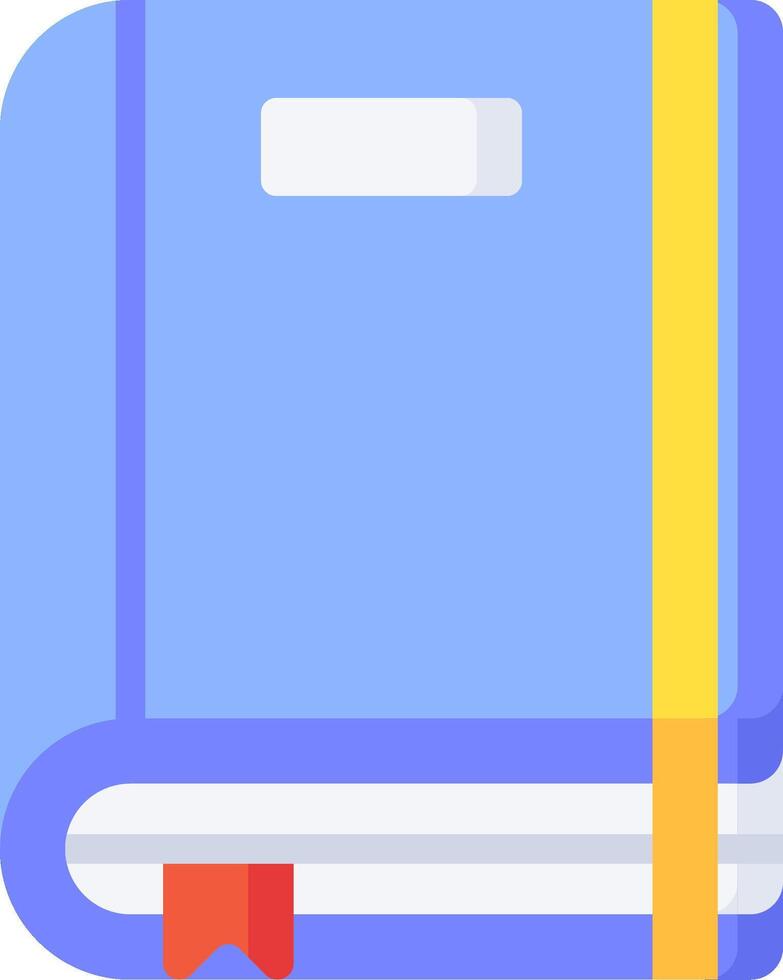A blue notebook with a yellow ribbon vector