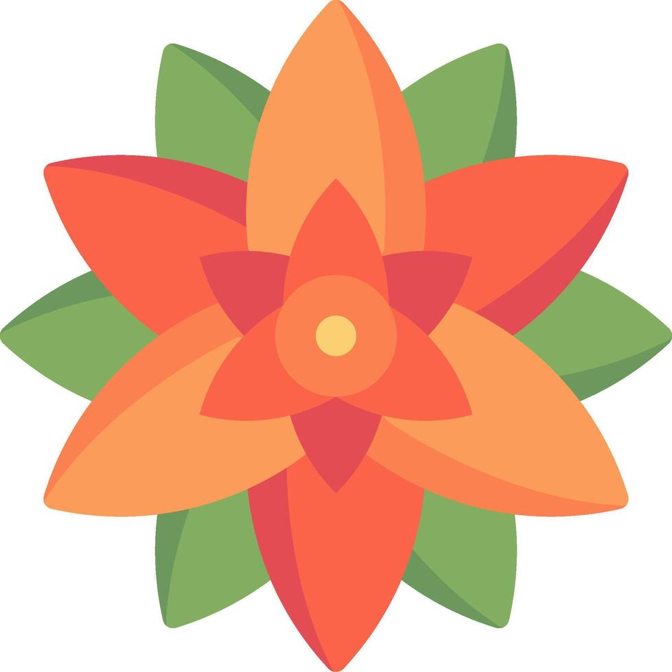 A flower with orange petals and green leaves vector