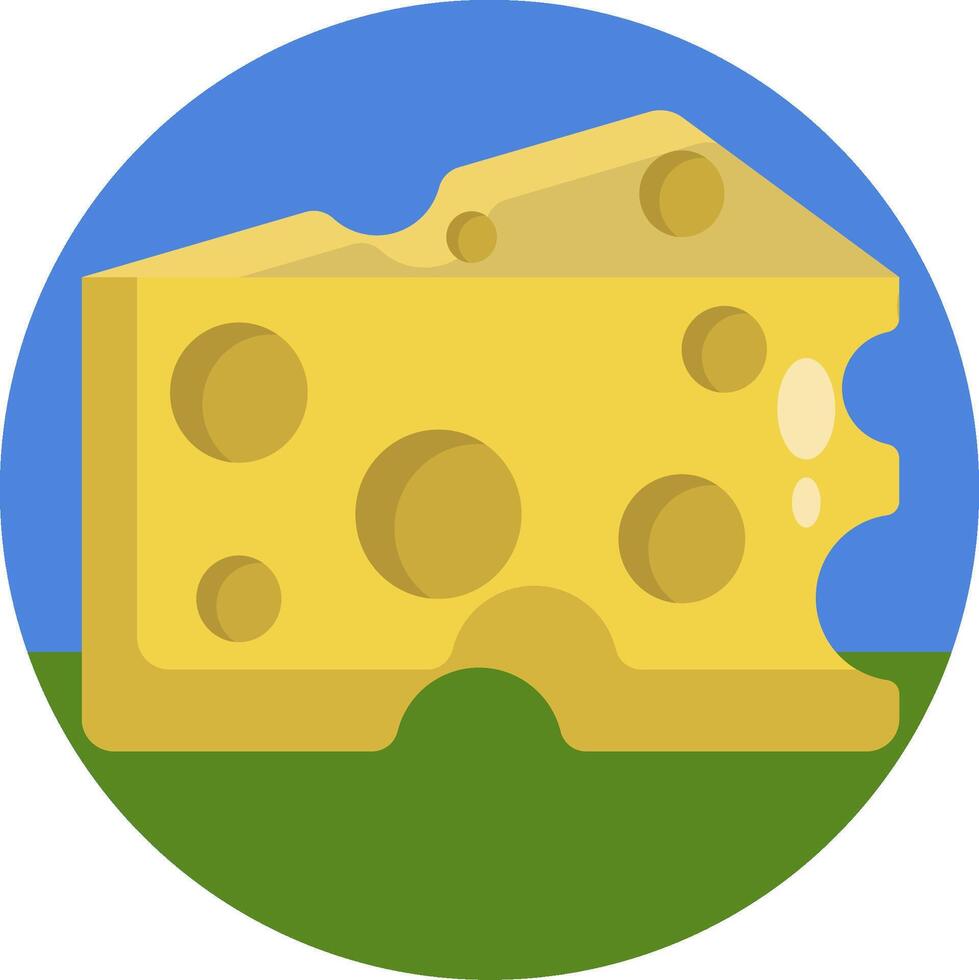 A piece of cheese is shown in a circle vector