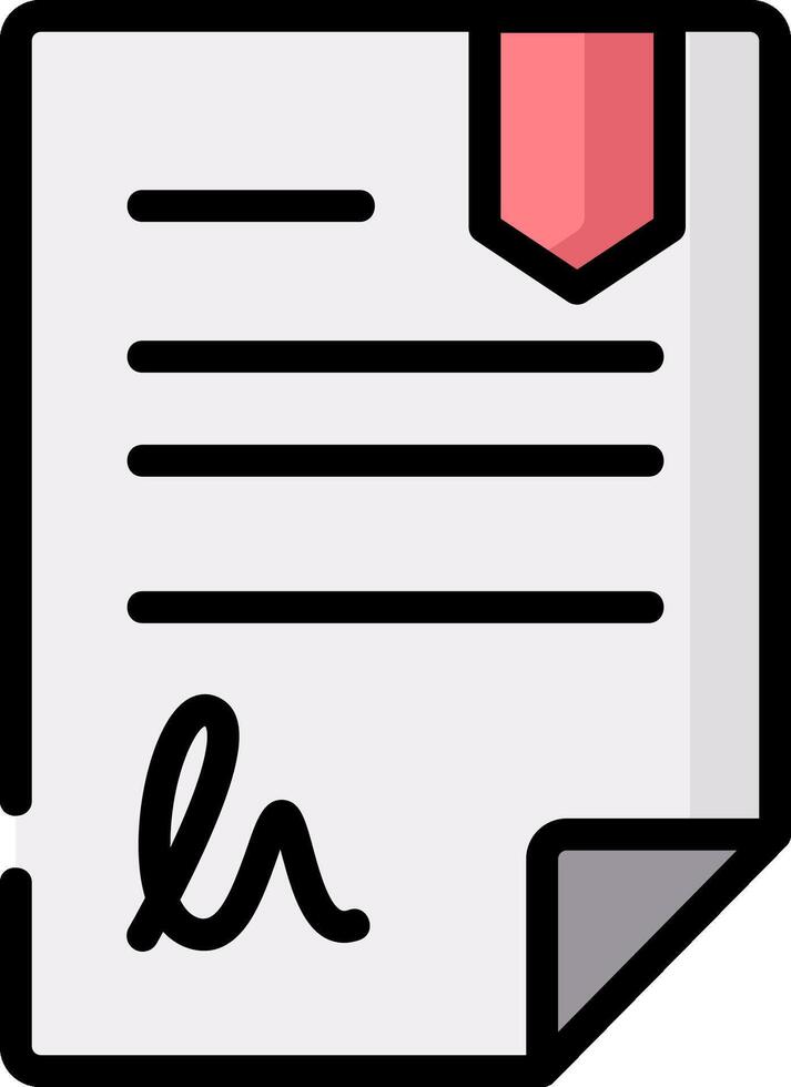 A document with a red ribbon and a pen vector