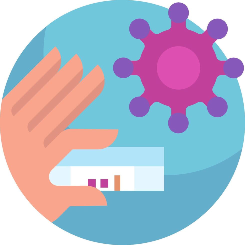 Illustration of a hand holding a test tube and a virus vector