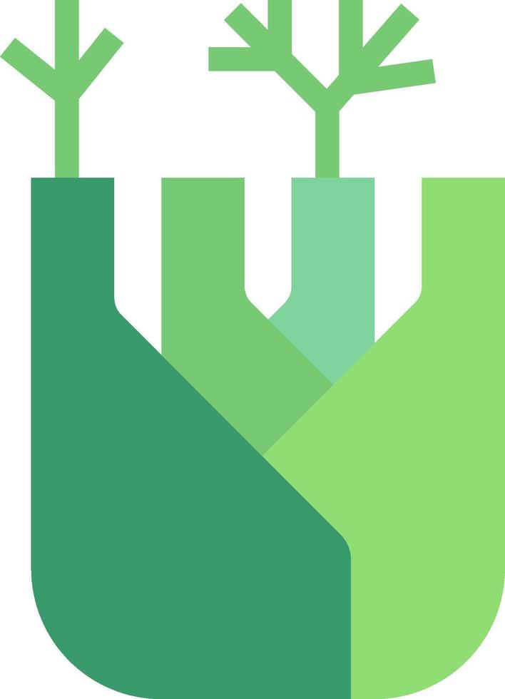 A green logo with two trees growing out of it vector