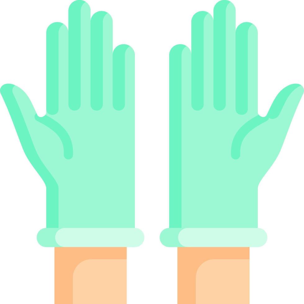 Two hands with green gloves on a white background vector