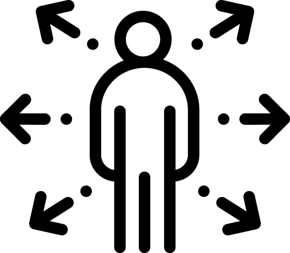 A person surrounded by arrows vector