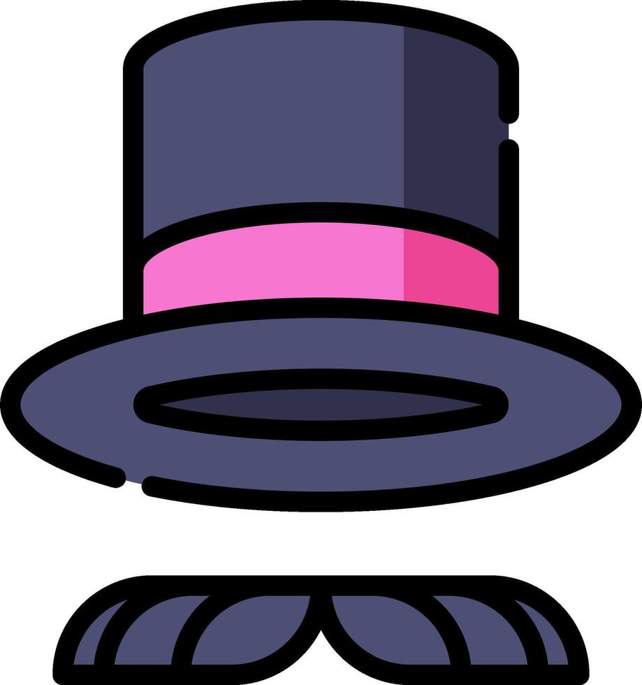 A black hat with pink ribbon and a mustache vector