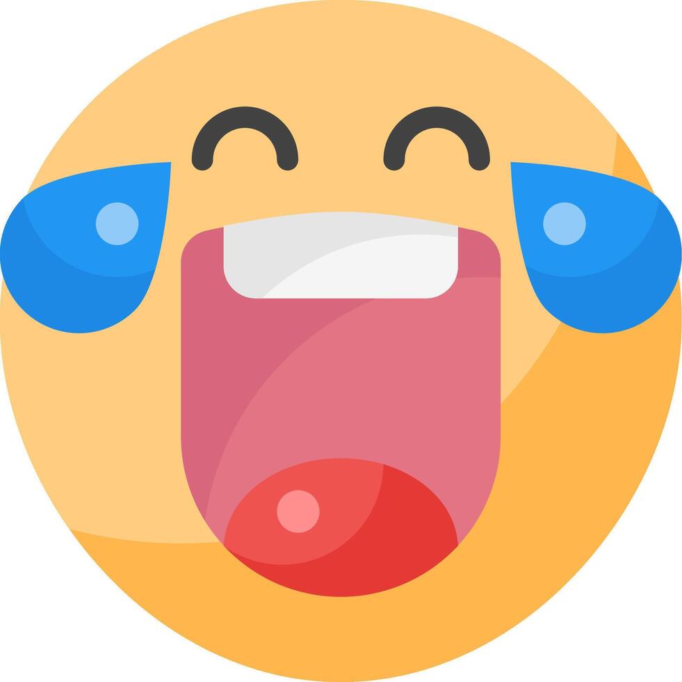 A smiling emoticion with tears on its face vector