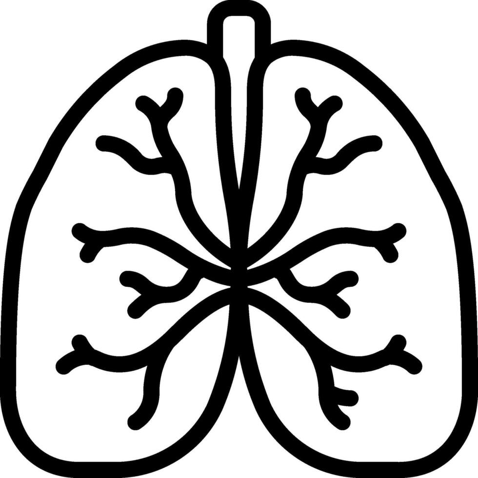 Lungs outline icon vector