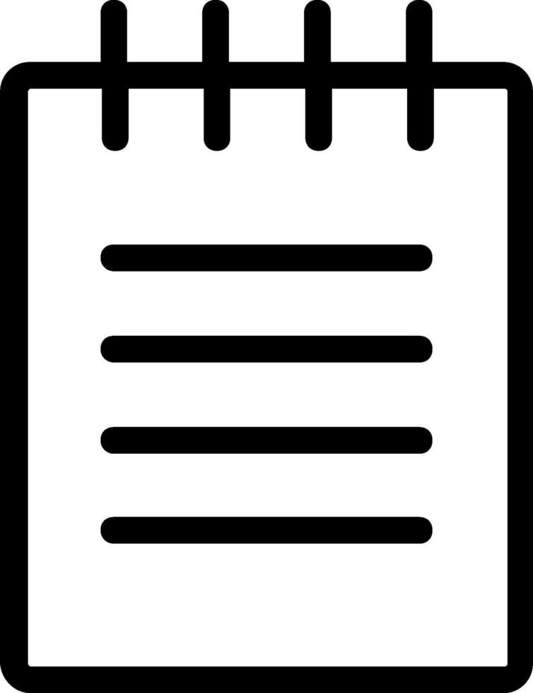 A black and white icon of a notepad vector