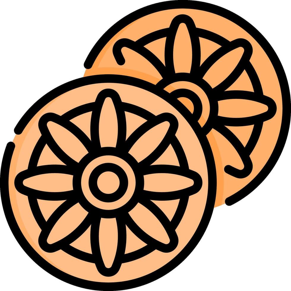 Two orange coins with a flower design vector
