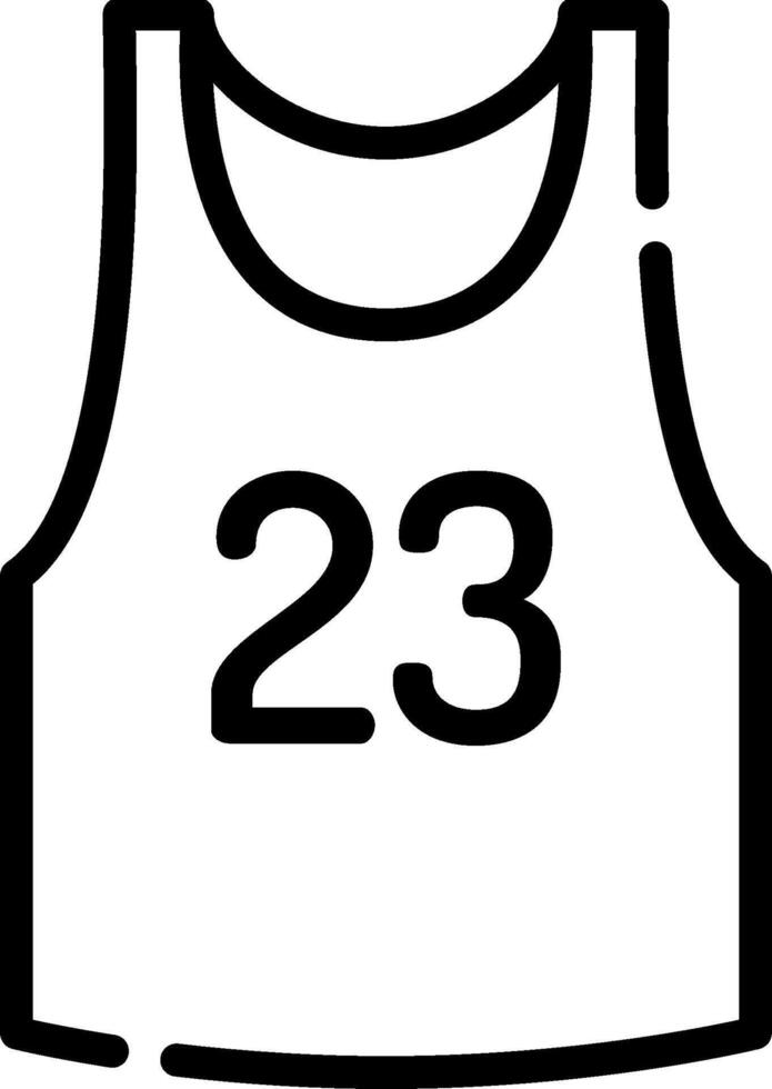 A black and white drawing of a basketball jersey with the number 23 vector
