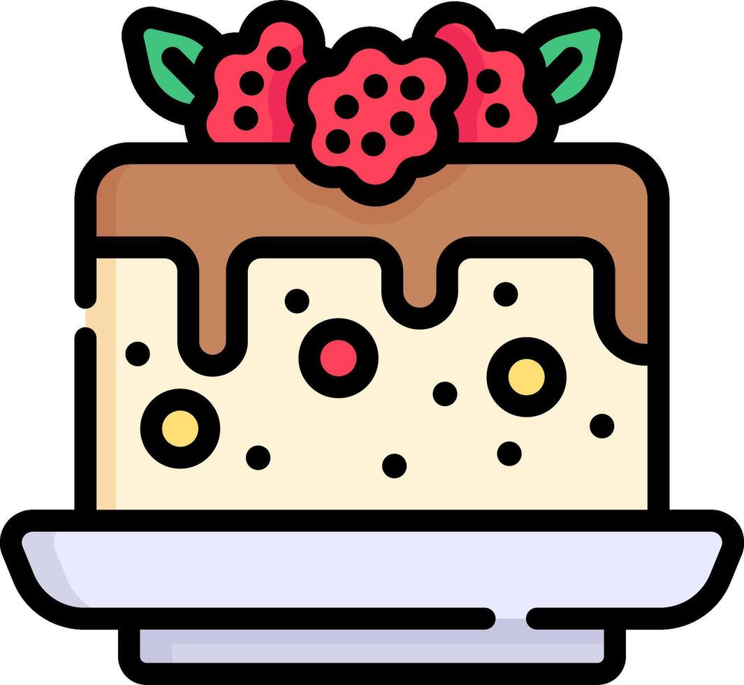 Cake icon with raspberry on top vector