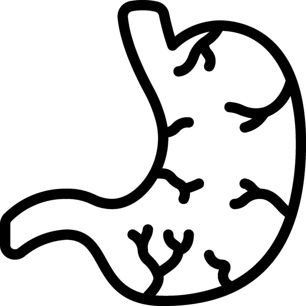 A black and white outline of the stomach vector
