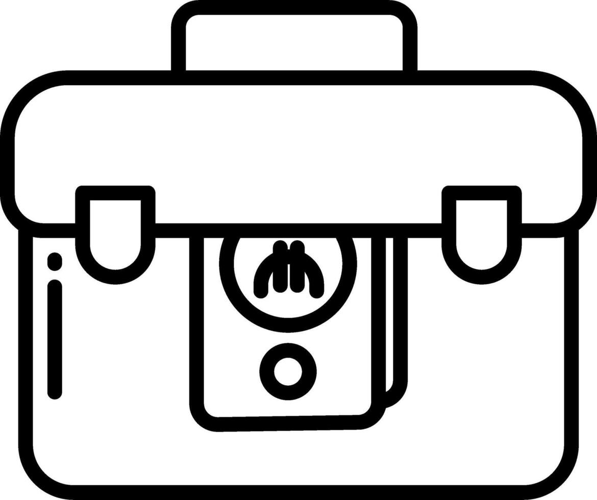 A black and white illustration of a briefcase vector