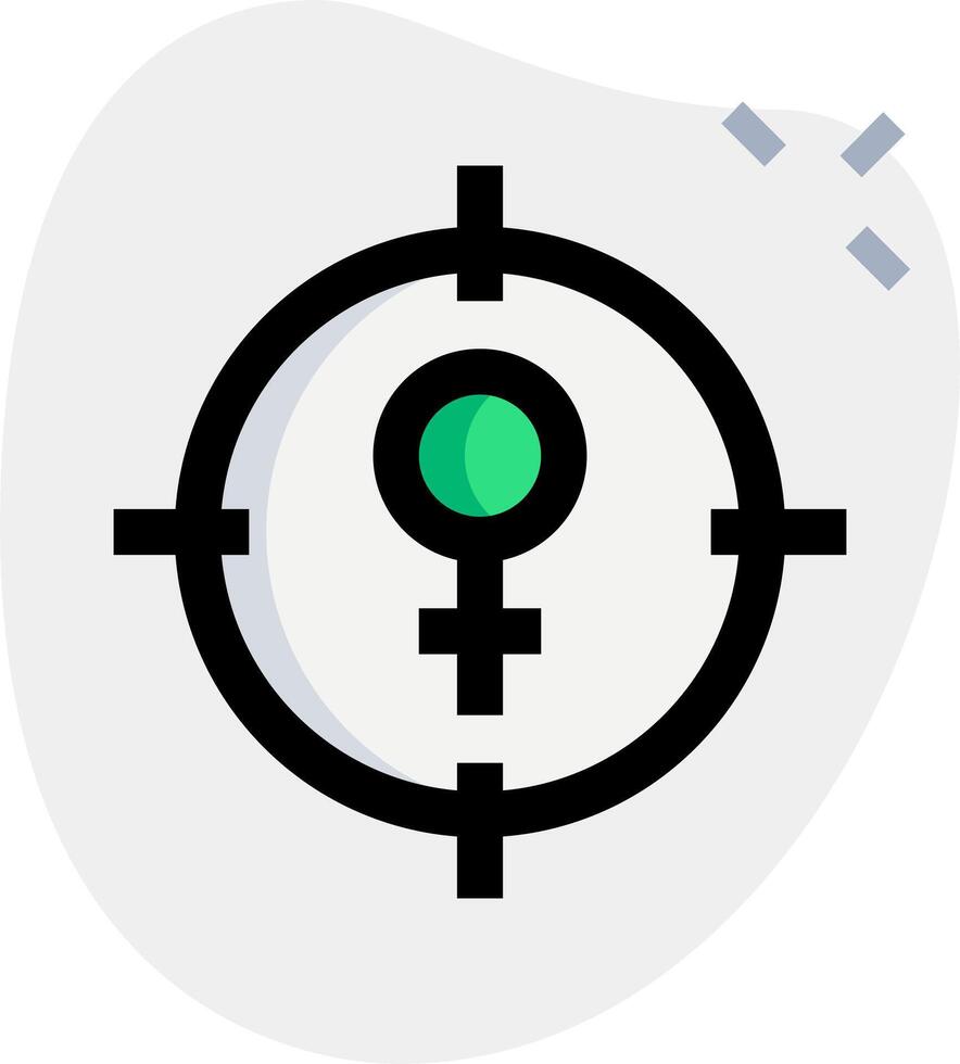 A woman's head is in the center of a crosshair vector