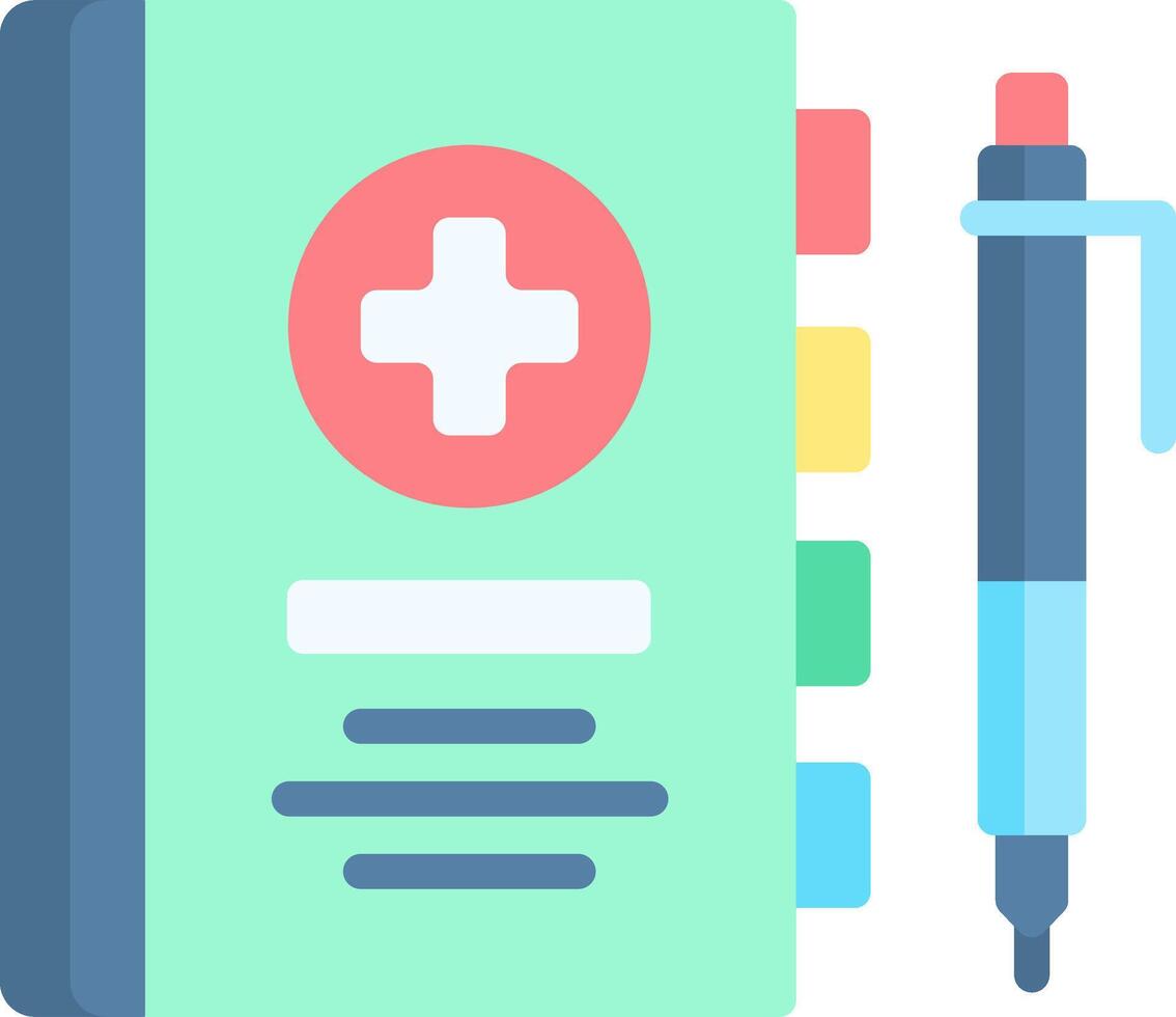 Medical notebook with pen and cross vector