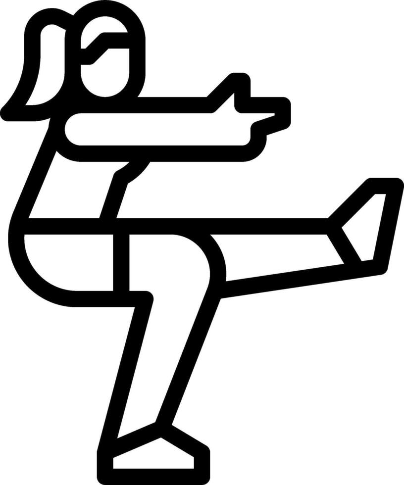 A woman doing a kick in a black and white line vector