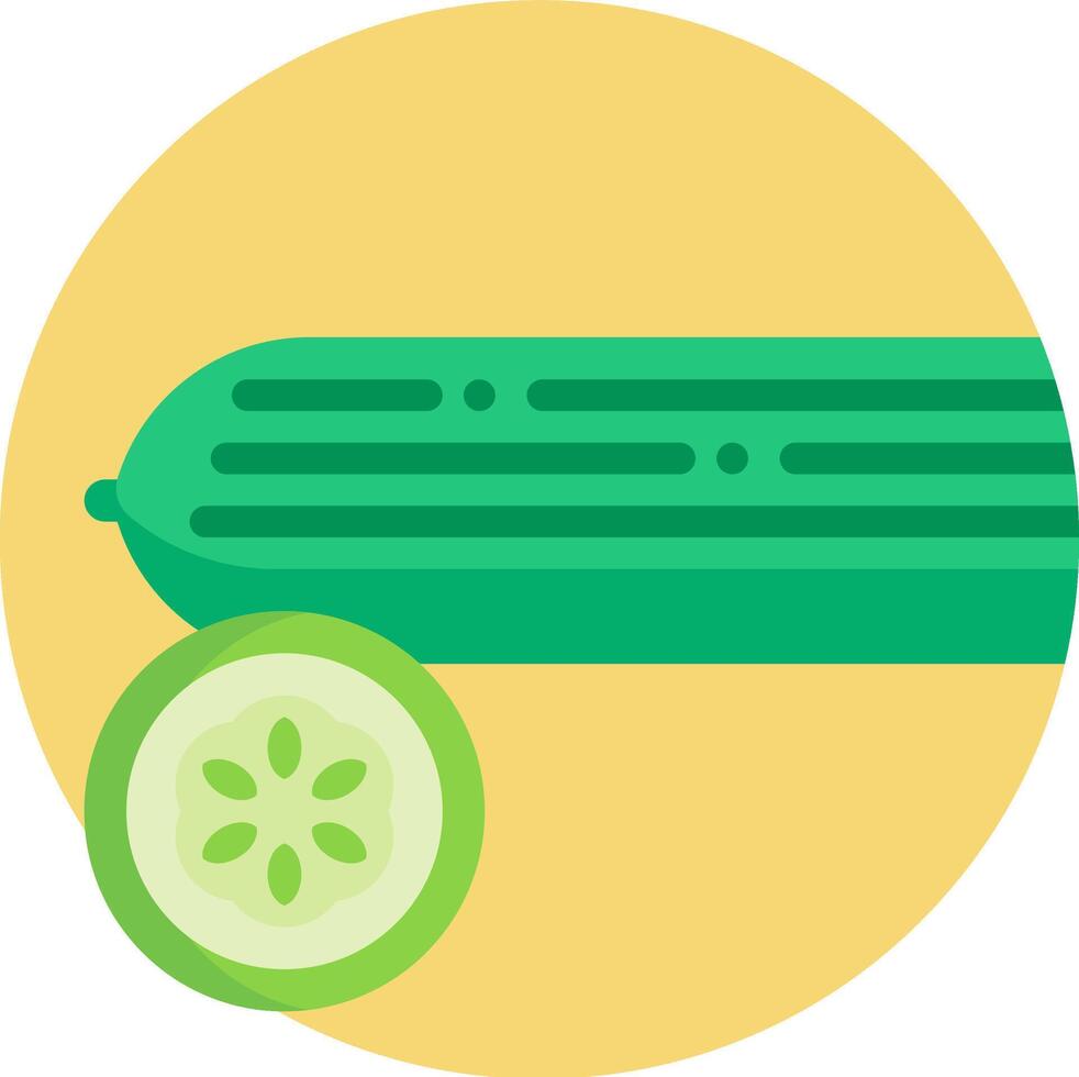 A cucumber and a slice of cucumber are shown in a circle vector