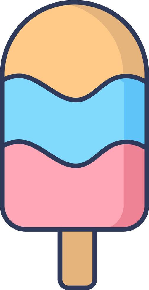 Ice cream icon with a pink, blue and yellow ice cream vector