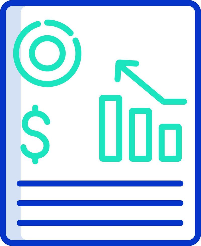A blue and green icon with a dollar sign and a graph vector