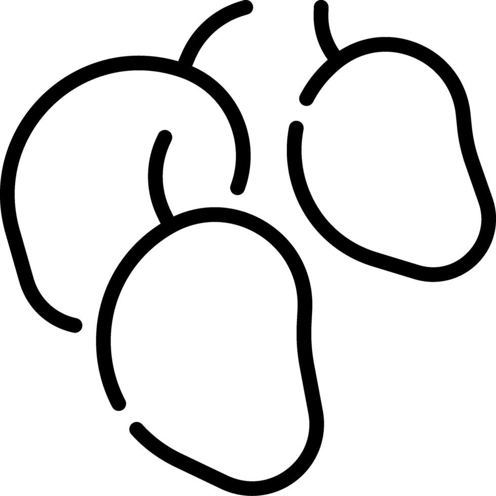 A black and white drawing of two mangoes vector