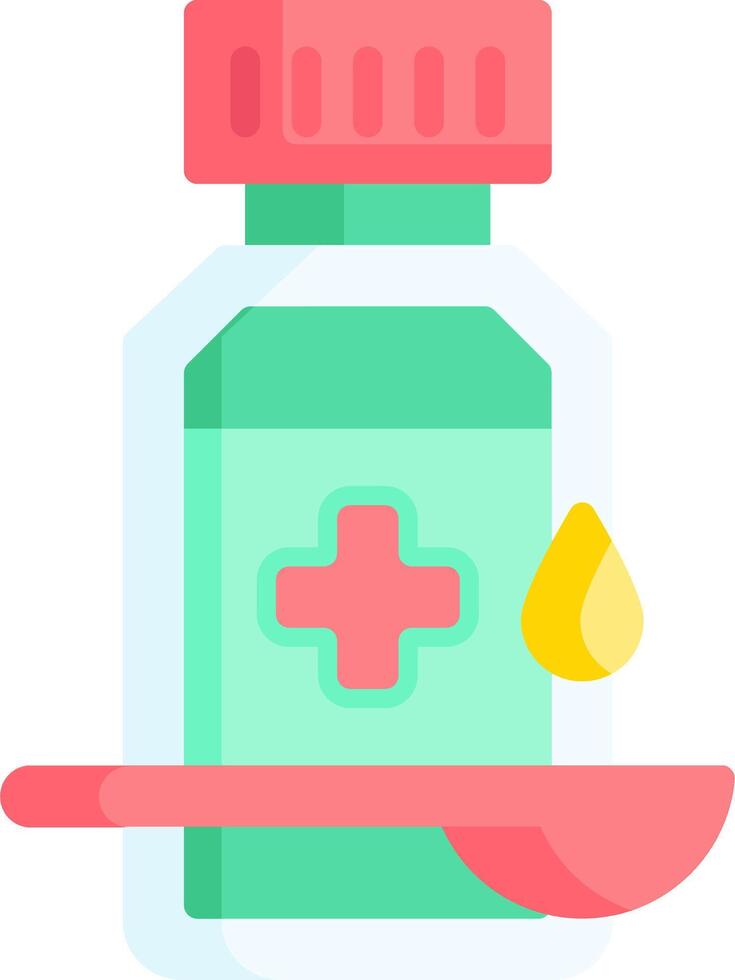 A bottle of medicine and spoon on a white background vector