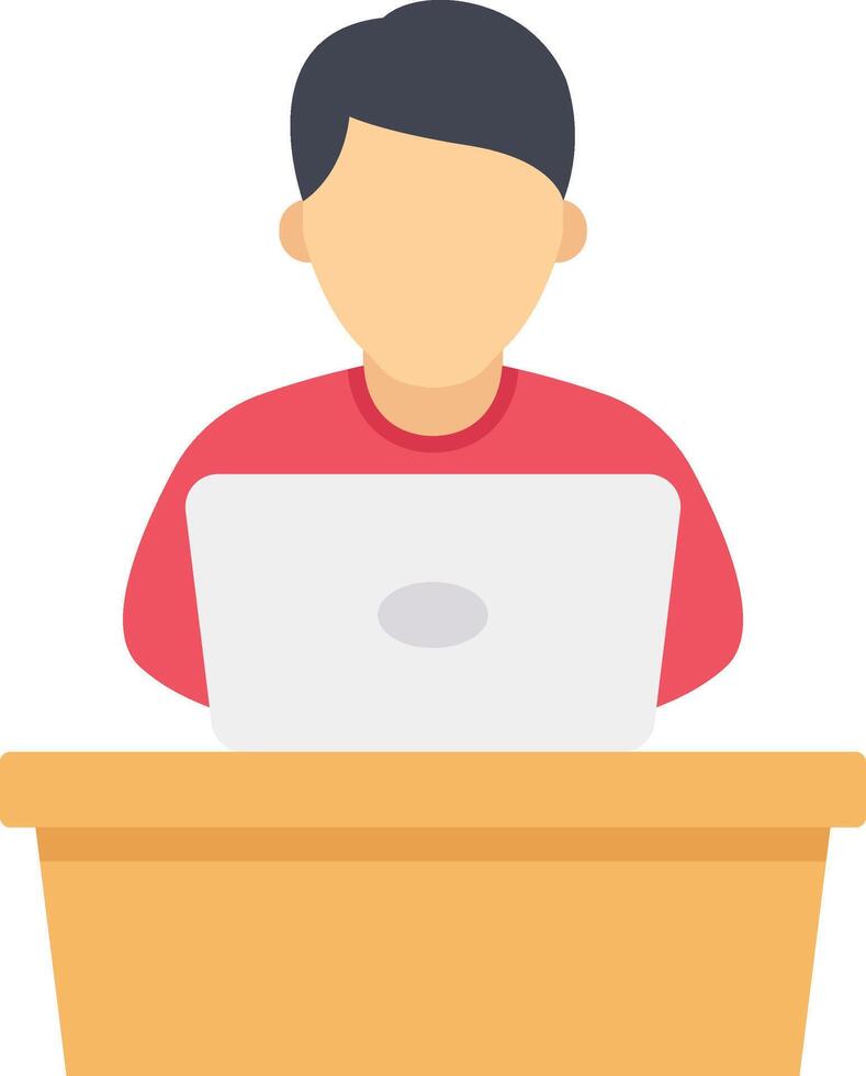 A man sitting at a desk with a laptop vector