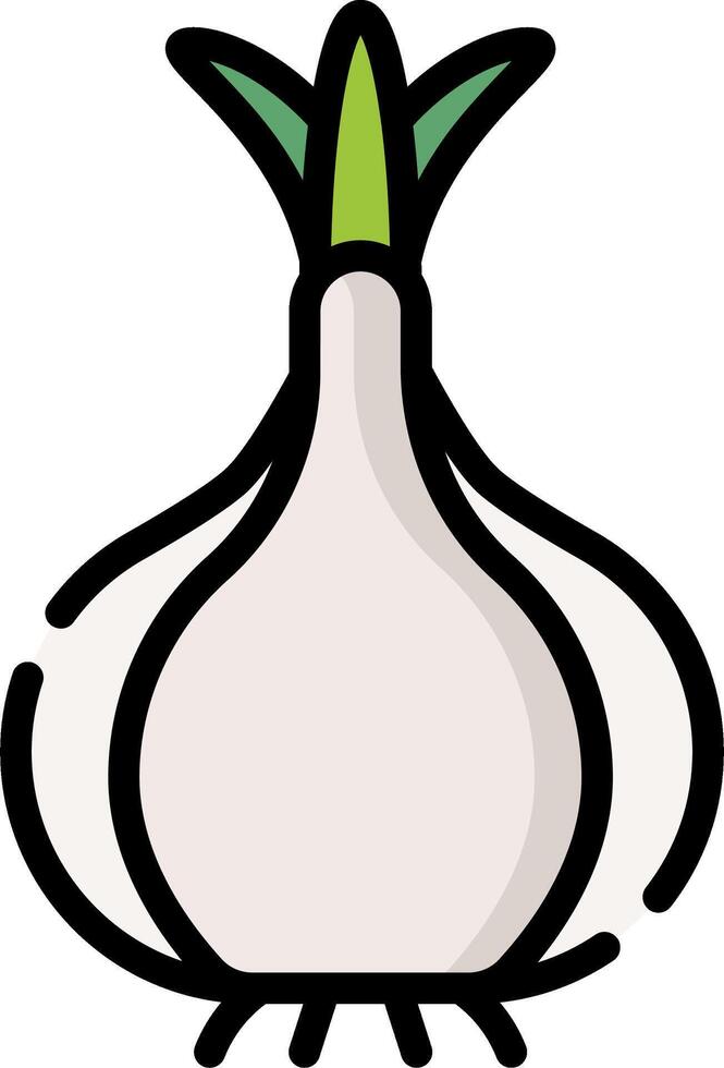 A white onion with green leaves on it vector