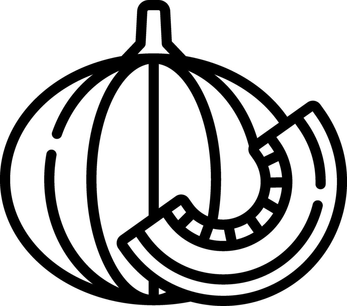 A black and white outline of a pumpkin vector