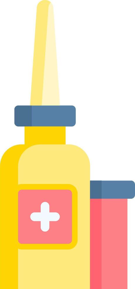 A yellow bottle with a syringe and a pink container vector