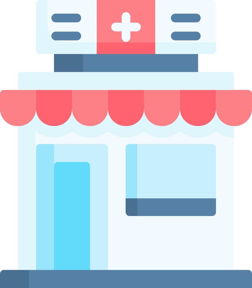 A small store with a red cross on the front vector