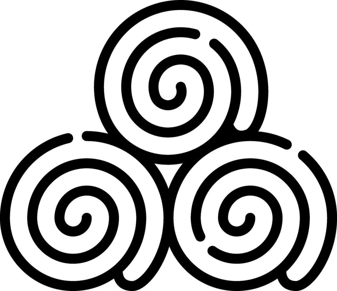 A black and white image of three spiral shapes vector