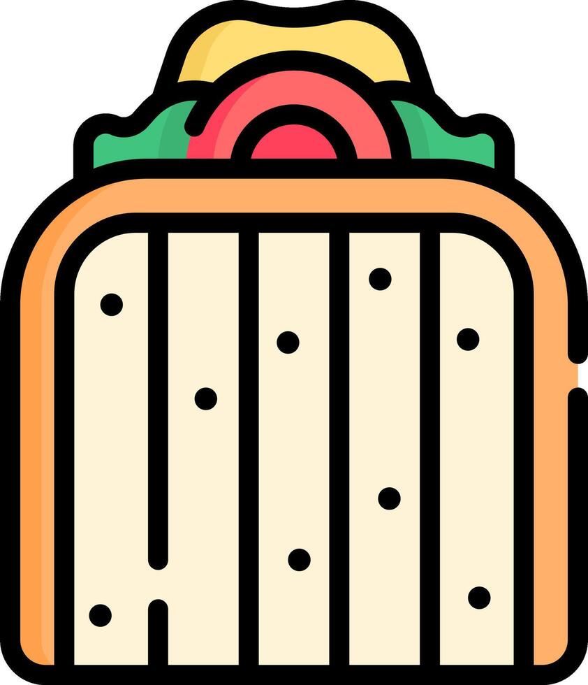 A taco with a slice of cheese and a slice of tomato vector