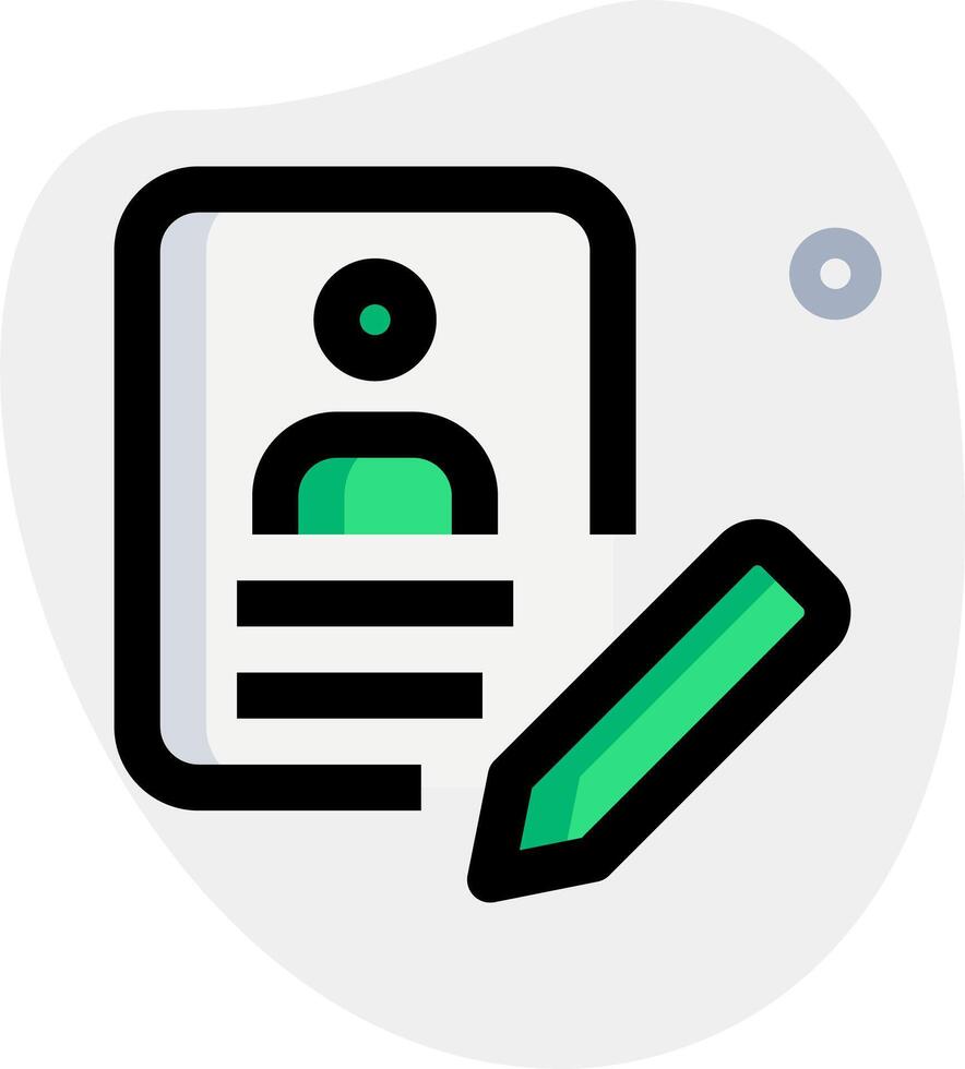 A green pencil is holding a document and a person is sitting in the chair vector