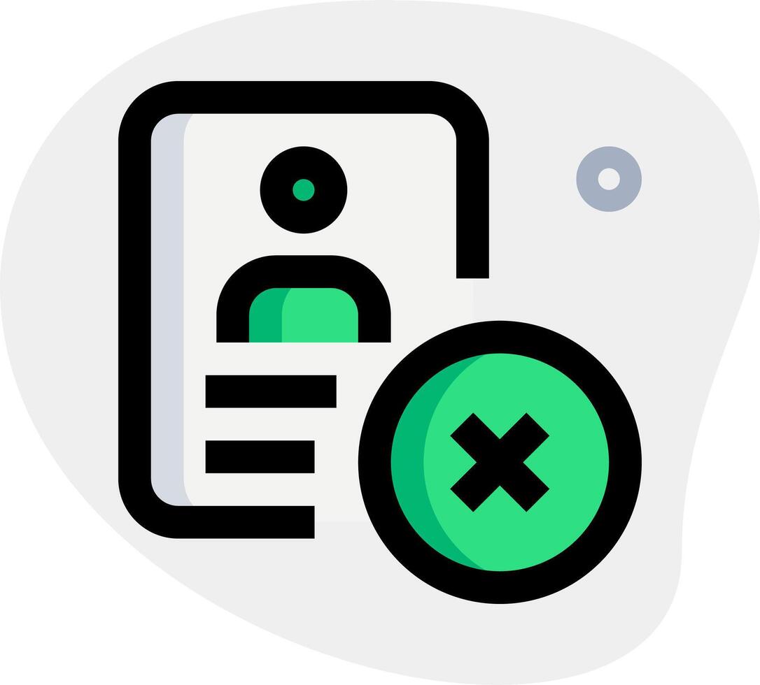 An icon of a person with an x mark on it vector