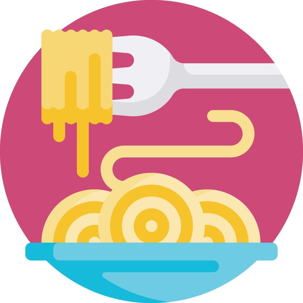 A fork and spoon are holding a bowl of pasta vector