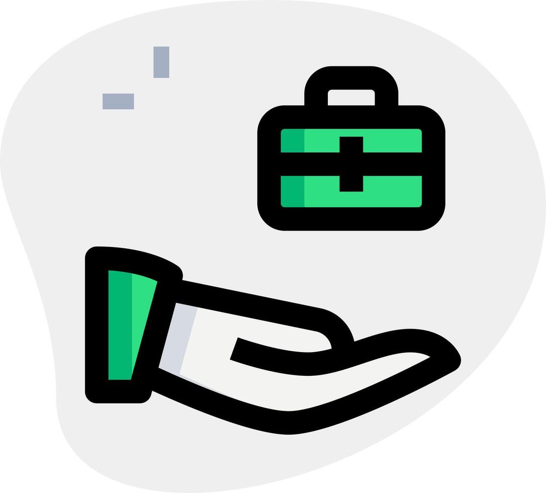 A hand holding a first aid kit and a green box vector